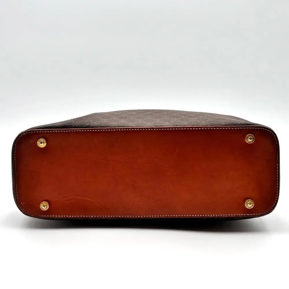 Celine Macadam Monogram Dome Handbag Brown Leather TopHandle - Picture 2 of 9